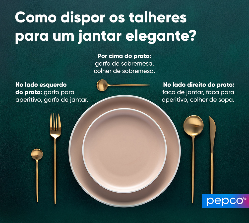 Infografia da Pepco: Como colocar os talheres para um jantar elegante? 