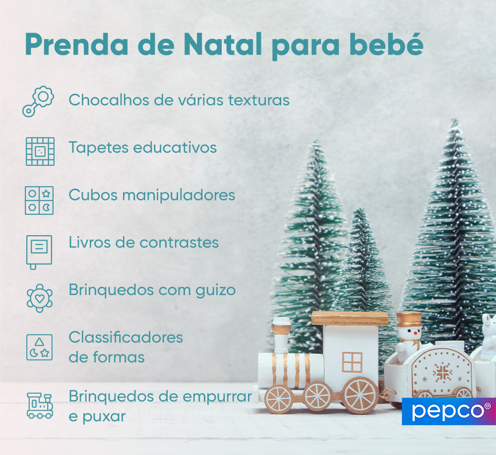 Infografia da Pepco sobre brinquedos para o bebé no Natal.