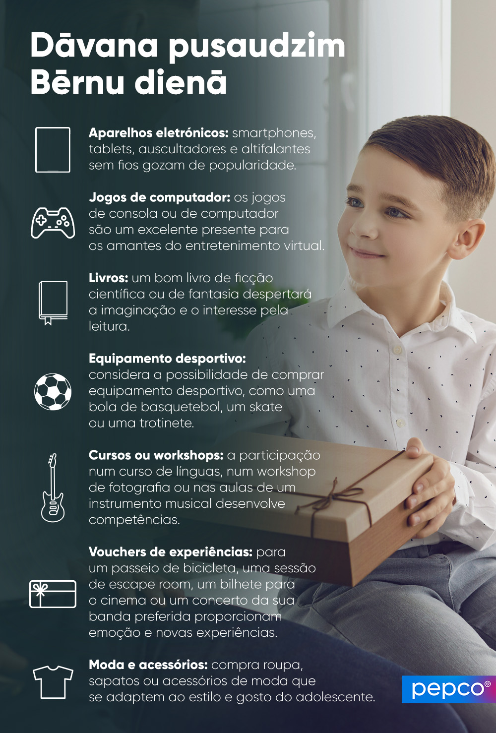 Infografia da PEPCO: Prenda para um adolescente no Dia da Criança 