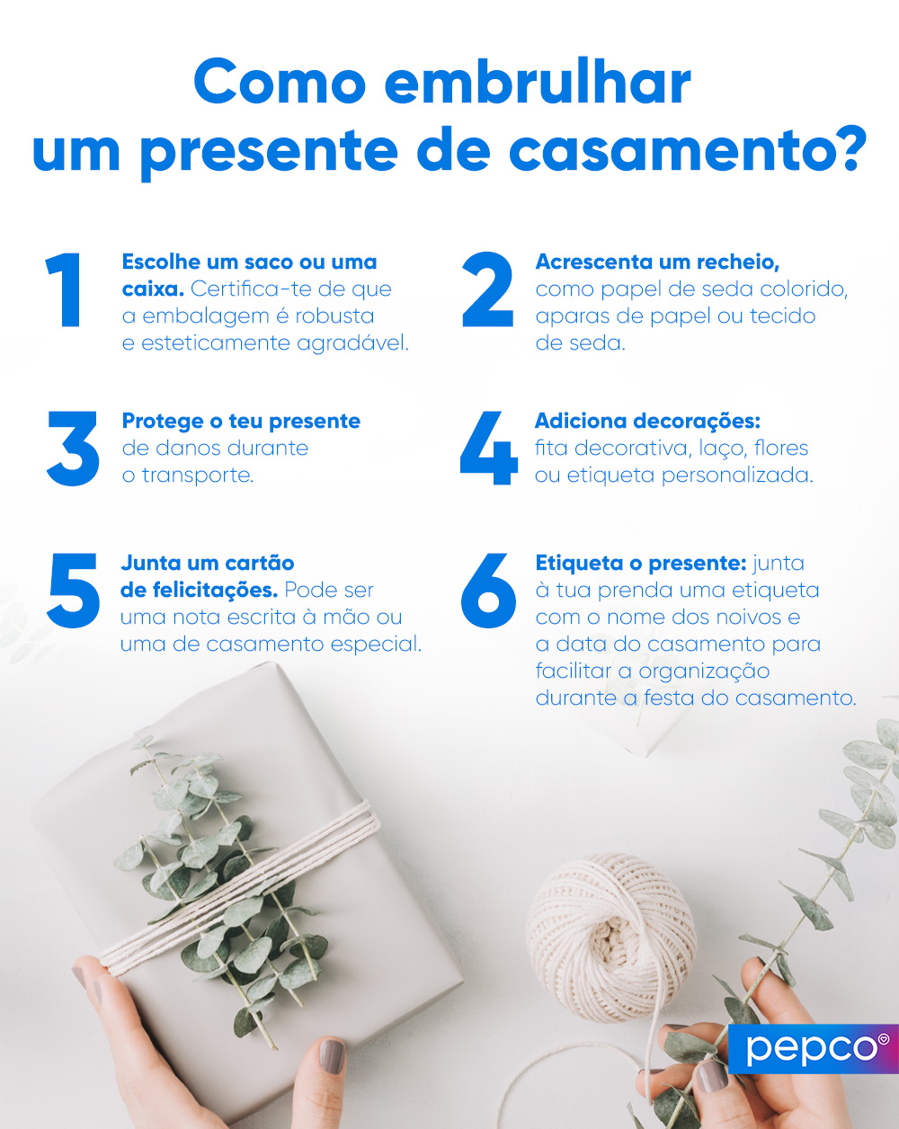 Pepco infographic: como embrulhar uma prenda de casamento