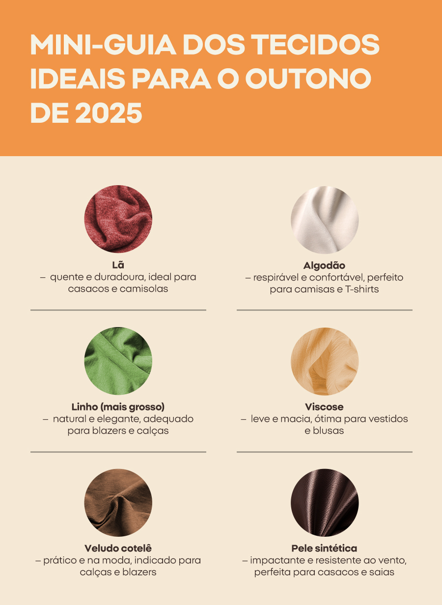 Mini-guia dos tecidos ideais para o outono de 2025 